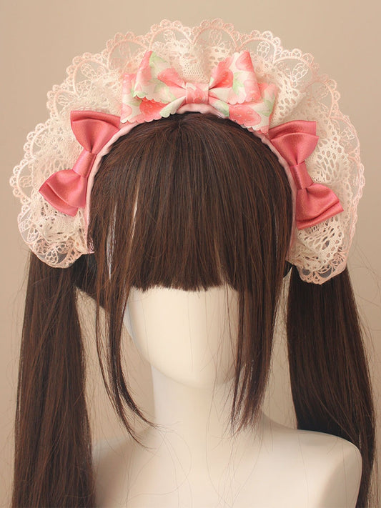 Strawberry Bowknot Details Lace Trim Pink KC