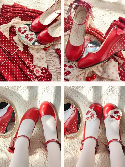 Mary - PU Heart Lolita Shoes Sweet Removable Jane Design Wedge