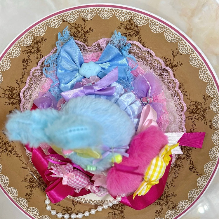 Colorful Mini Hat Candy Bowknot Charm Details Beaded