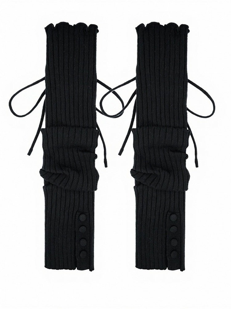 4-Color Ruffle Leg Warmers with Bow and Button Decorations - ModaSwings