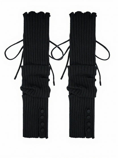 4-Color Ruffle Leg Warmers with Bow and Button Decorations - ModaSwings