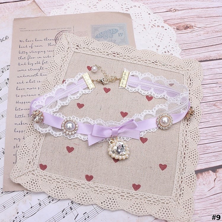 Options Bowknot Color Charm Heart Jirai Lace Kei 18 Choker