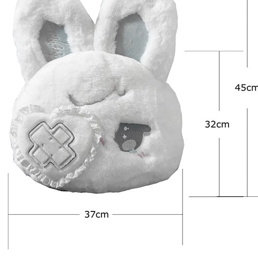 Eye Black White with Design Bendable Heart Patch Kawaii Ears / Bunny Plush Backpack