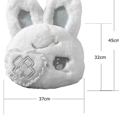Eye Black White with Design Bendable Heart Patch Kawaii Ears / Bunny Plush Backpack