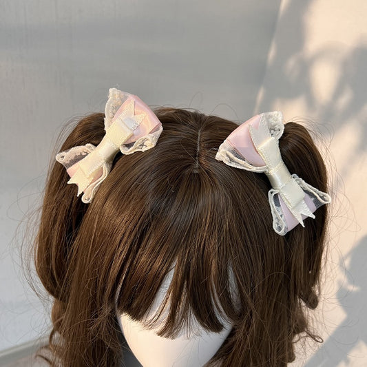 Apricot and Pink Hairclip Bowknot