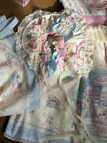 Decorated Blue Bonnet Pink and Bows