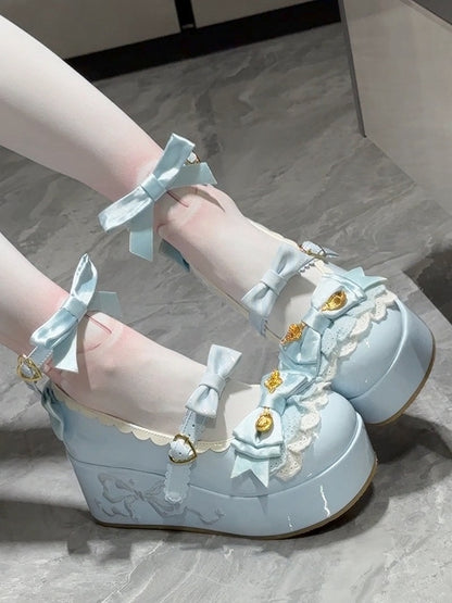 Blue Platforms Sweet Details Decorated Spoon Lolita Bowknot