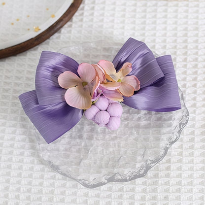 Floral With Grape Cute Hairclip Decorations Bowknot Lolita Purple And