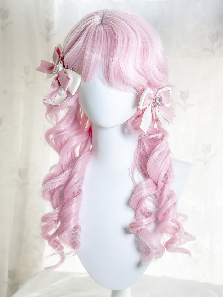 70cmウィッグ付き ピンク前髪 ウェーブ 桜柄