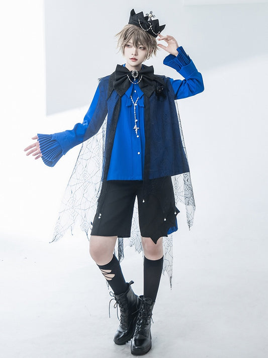 Lolita Straight-leg and Ouji Cuffs Shorts Blue Black Fashion