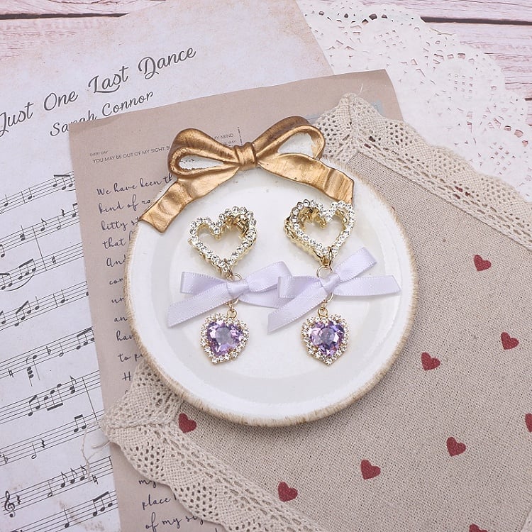 Options 5 Kei Bowknot Color Rhinestone Jirai Heart Hairclip