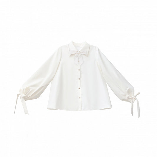 Shirt with White Preppy Three Bowknots