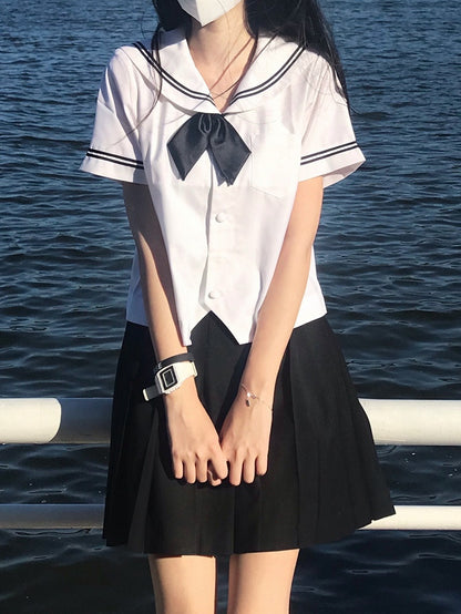 Length Uniform 42CM Skirt Black JK Pleated