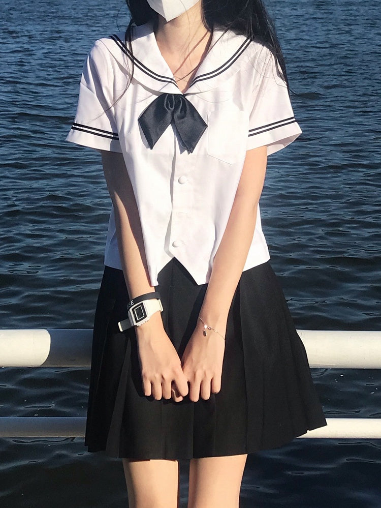 Skirt 42CM Black Length Uniform Pleated JK