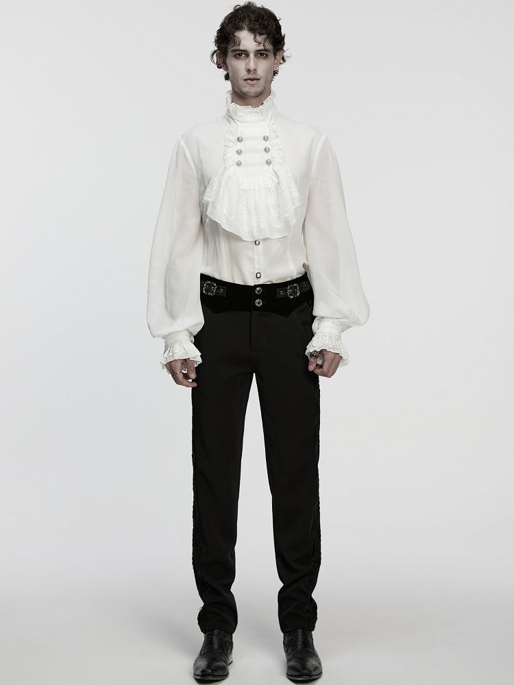 White Men's Gothic Chiffon Embossing Shirt
