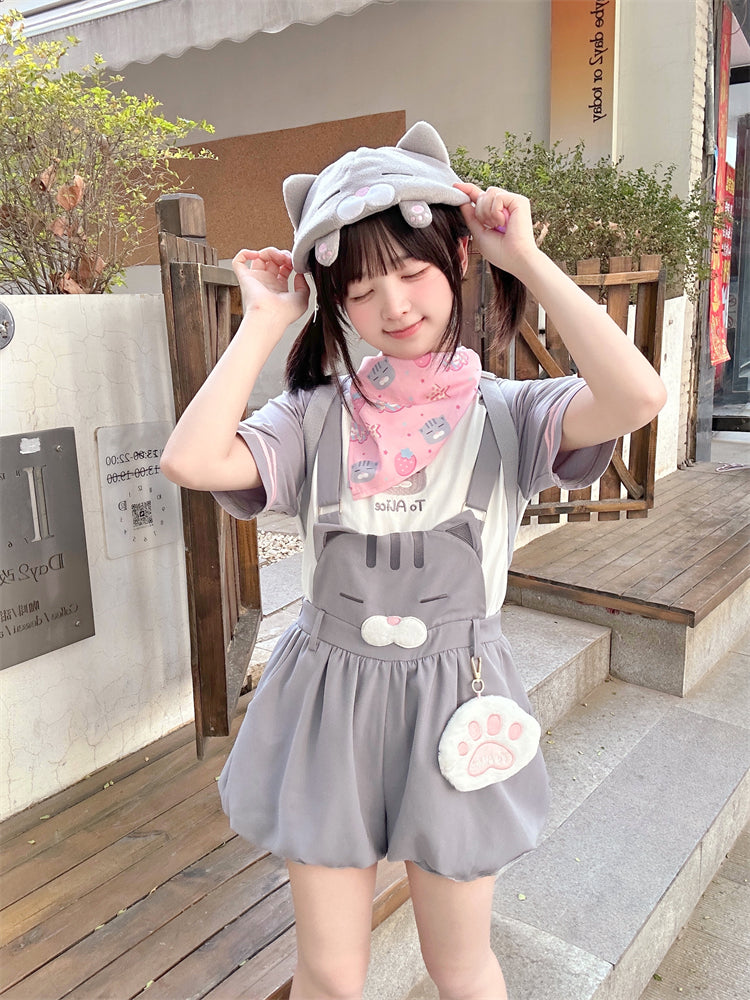 グレーとホワイトのカラーブロックデザイン ラウンドネックTシャツ