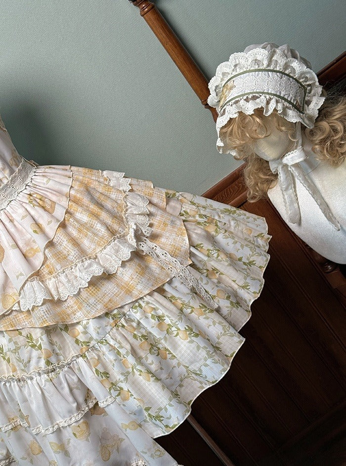 Lemon and Patchwork Lolita Sweet Print Skirt Dress Design Bunny