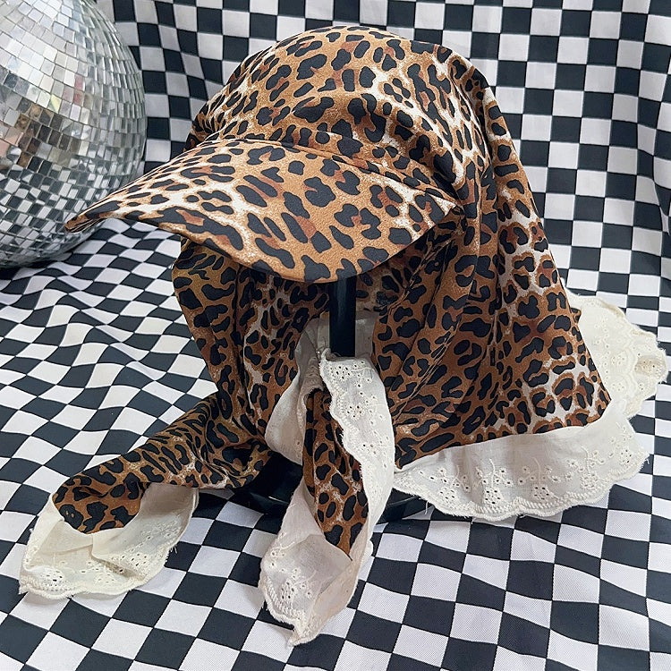 Y2K Baseball Yellow Gyaru Cap Leopard Trim Fashion Lace Pattern