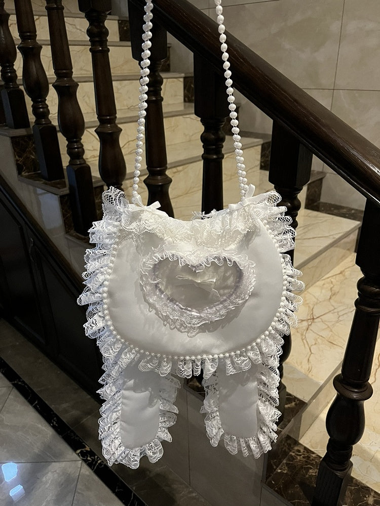 Lolita Options Bag Color Beaded Ears 4 and Rabbit with Chain One-Shoulder