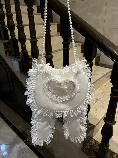 Lolita Options Bag Color Beaded Ears 4 and Rabbit with Chain One-Shoulder