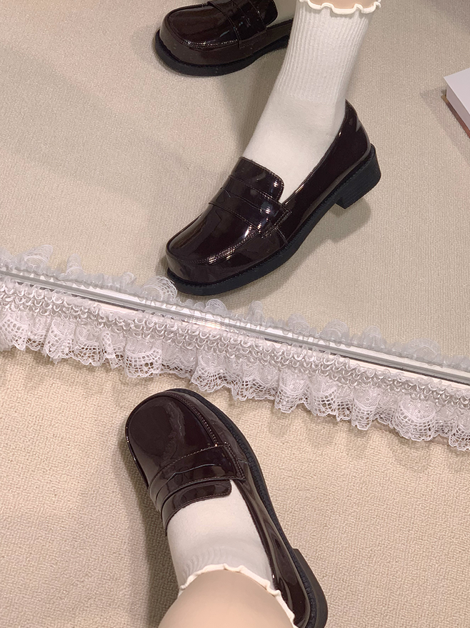 Brown Preppy Style 2.5cm/4.5cm Loafers with Slip-in Fit Design & Plush Inner Lining