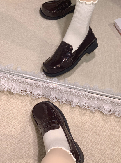 Brown Preppy Style 2.5cm/4.5cm Loafers with Slip-in Fit Design & Plush Inner Lining