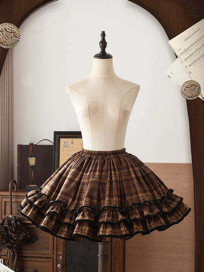 School Brown Blazer Old Notched Skirt Ruffled Plaid + - Lapel Lolita Set