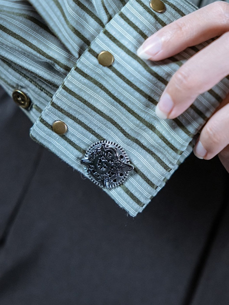 Gear Design Steampunk Cufflinks Silver Badge And