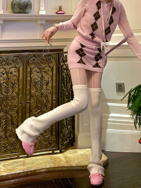 Y2Kニットオーバーニーレッグウォーマー