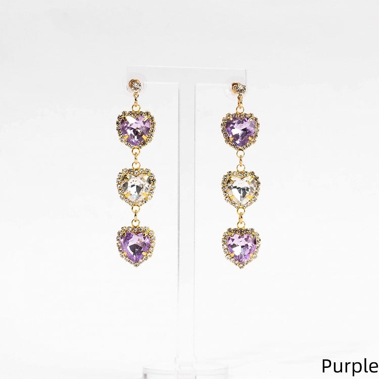 Kei 5 Clips Ear Rhinestone Triple Jirai Colors Heart