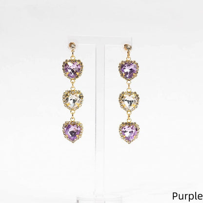 Kei 5 Clips Ear Rhinestone Triple Jirai Colors Heart