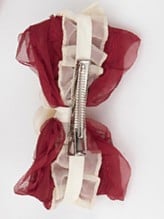 Design Lolita Sweet Hairclip Red Ruffled Beige Floral
