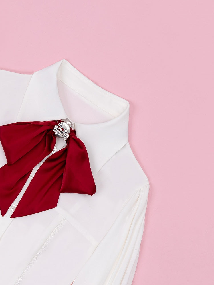Skull Embellished Crimson Bow Tie - DevilInspired Exclusive Collection