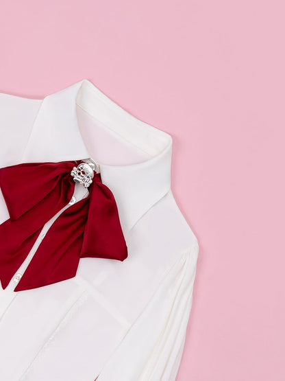 Red Bowtie with Silver Skull Embellishment - DevilInspired Exclusive Collection