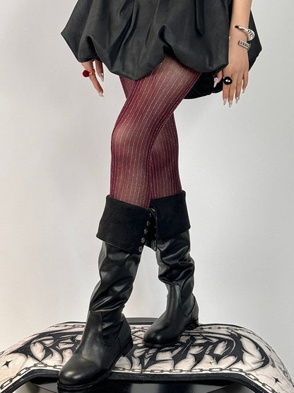 Black/Red/Gray/Brown Tights Pattern Striped