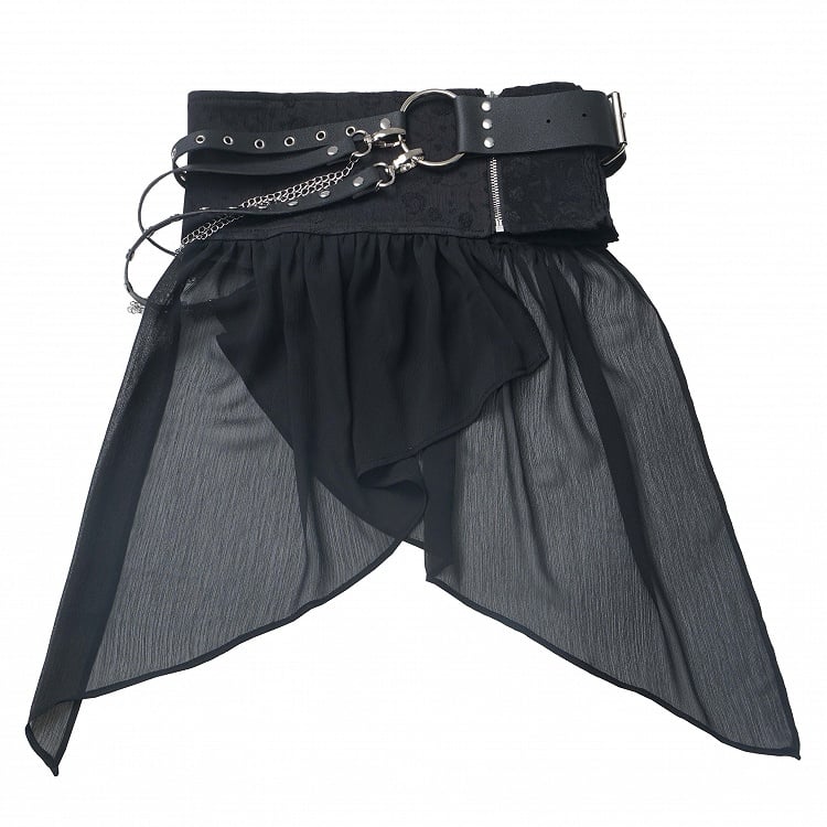 Buckle Chain Black Strap Waist With Belt Overlay Corset