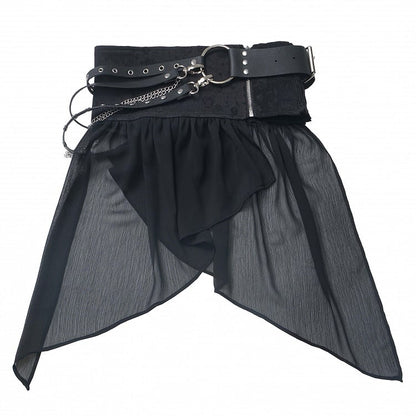 Buckle Chain Black Strap Waist With Belt Overlay Corset
