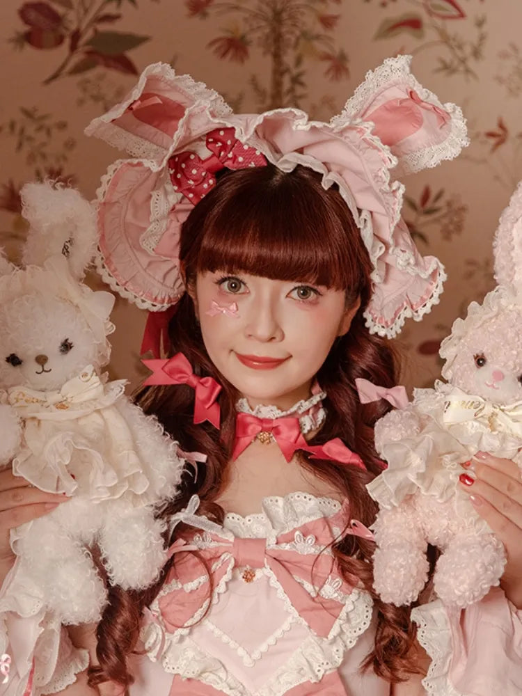 Motorhaube / Lolita Ohren Hase Braun Süß Rosa Blau