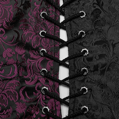 Goth Jacquard Men's Red Black Waistcoat