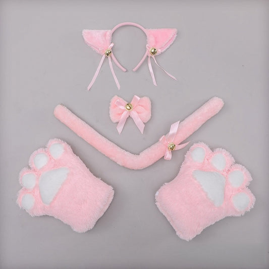 Cute Paw Kitten - Bow KC Gloves A Lolita + Set Pink Pair of Tie Tail