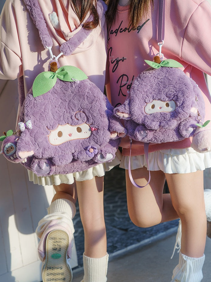 Purple Cute Lamb Plush Flap Backpack Bag Middle/Large Size
