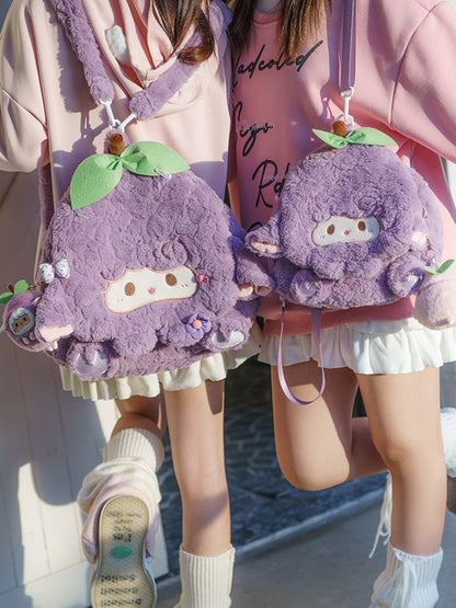 Purple Cute Lamb Plush Flap Backpack Bag Middle/Large Size