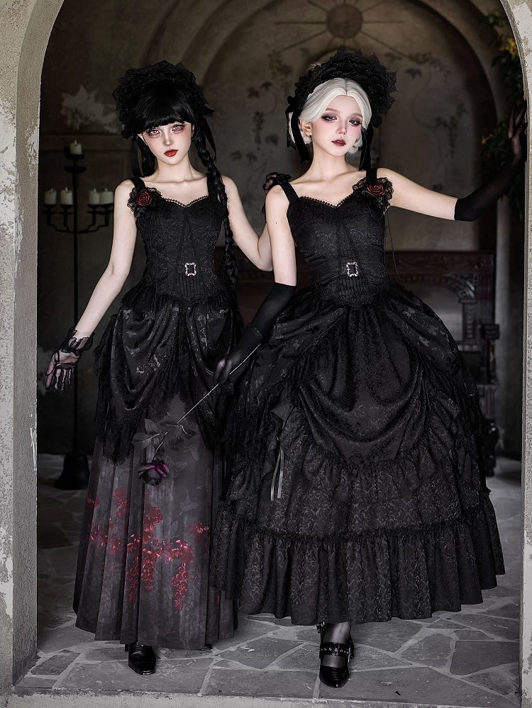 Black V-neck Top Lolita Corset Gothic