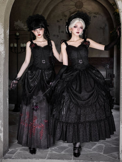 Black V-neck Top Lolita Corset Gothic