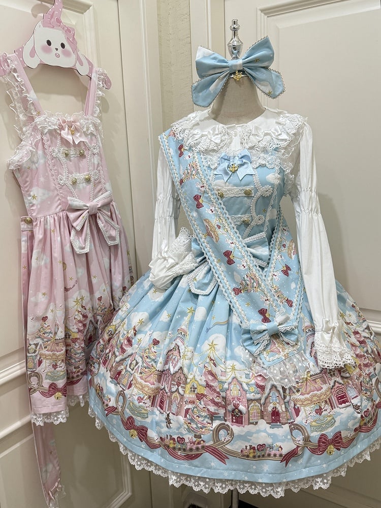 Country Blue Sweet Snow Lolita Print Light and Skirt Jumper Stars