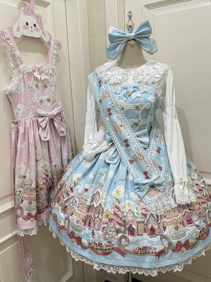 Country Blue Sweet Snow Lolita Print Light and Skirt Jumper Stars