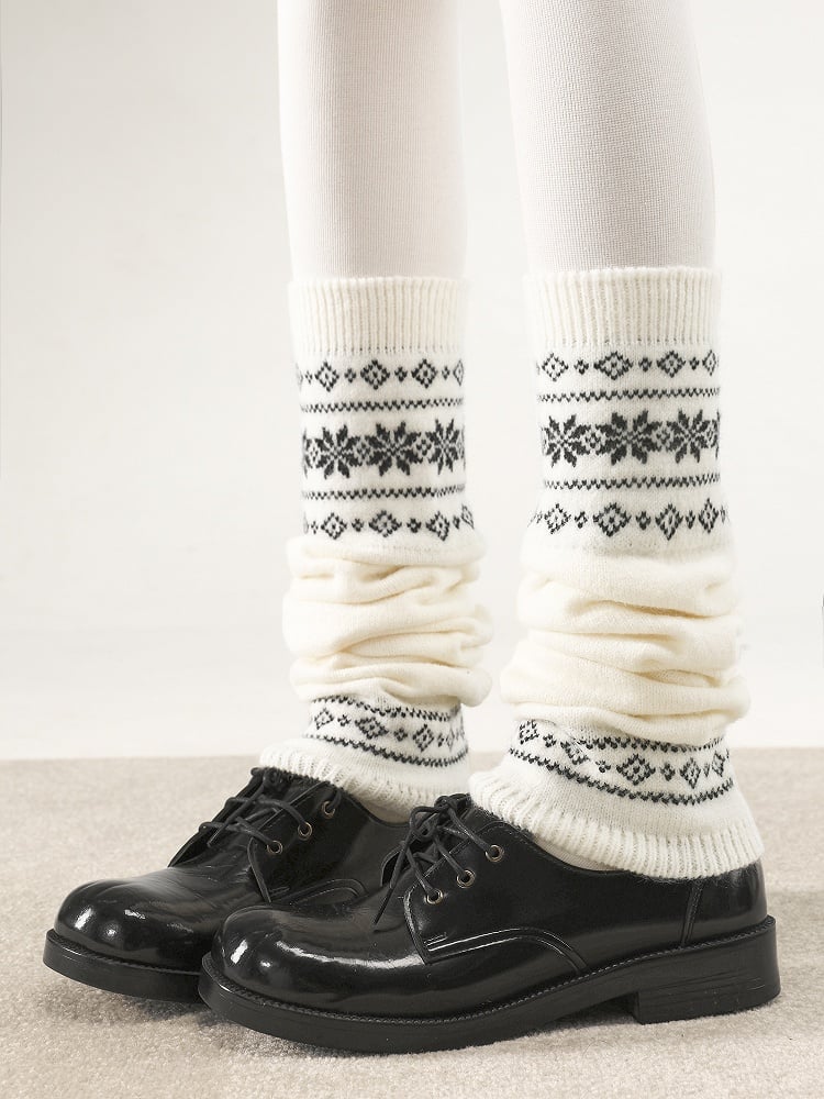 Snowflake Pattern Leg Knitted Retro 4 Colors Warmers