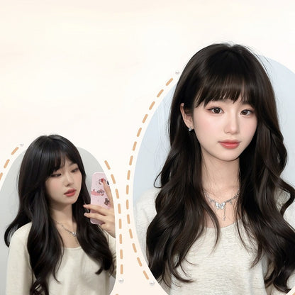 前髪長さ60cm、ウェーブブラックウィッグ、エアティー