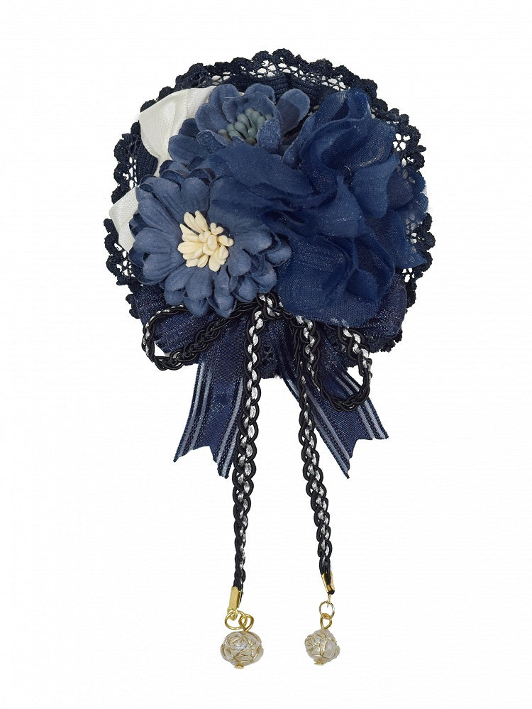 Blue/Green/Red Dark Floral Hairclip