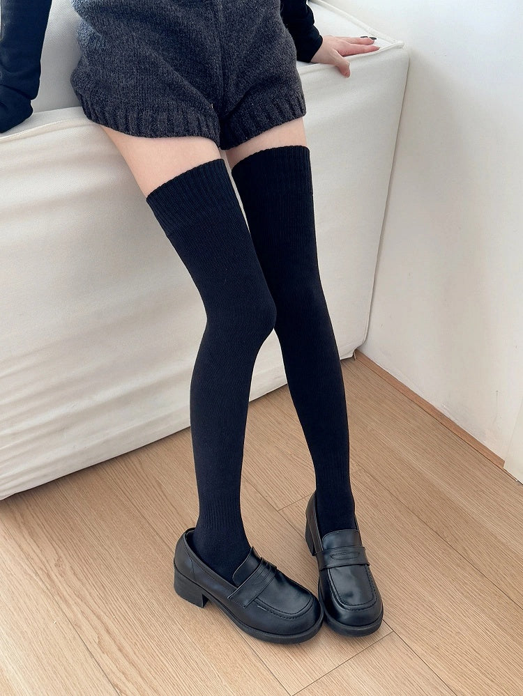 Knit Over-the-Knee Stockings Ribbed